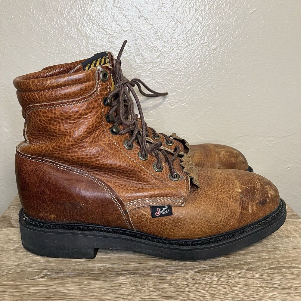 Justin Brown Kiltie Work Boots Size 7.5EE/USA/Body Cushion Comfort System